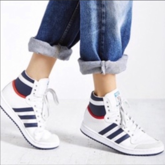 red white and blue adidas top ten